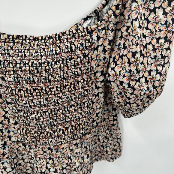 Paige NWT Azul Smocked Back Puff Sleeve Blouse Top in Black Multi // S - Picture 14 of 15